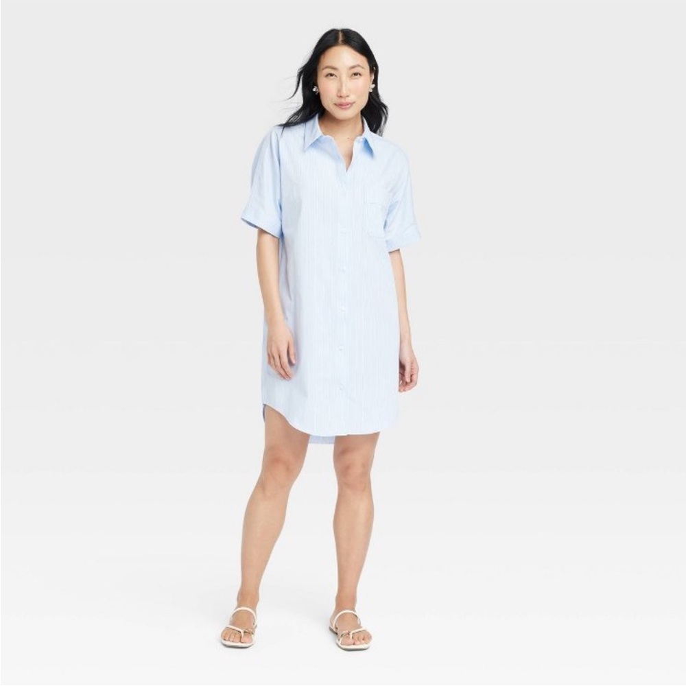 A New Day easy woven mini shirt dress in blue stripe